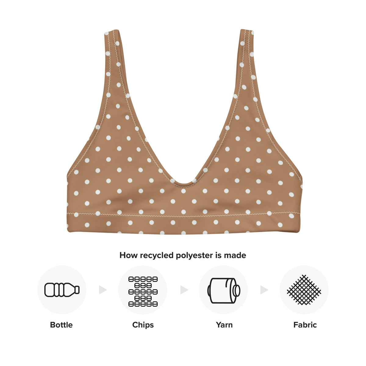 BELLA ECO PADDED BIKINI TOP | BROWN POLKA DOTS - PINKCOLADA