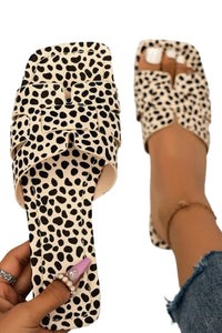 Leopard Crossover Joint Square Toe Slippers