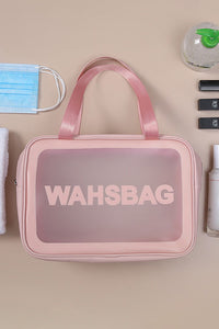 Pink WASHBAG Print Clear Frosted Waterproof Bag Set