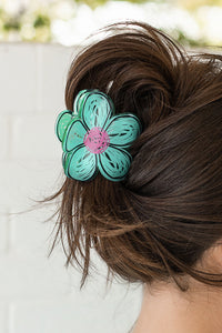 Mint Green Flower Shape Claw Hairpin