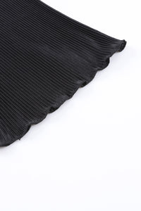 Black Plain Button Up Shirt and High Waisted Shorts Loungewear Set