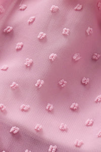 Pink Color Block Swiss Dot Tiered Spaghetti Strap Dress