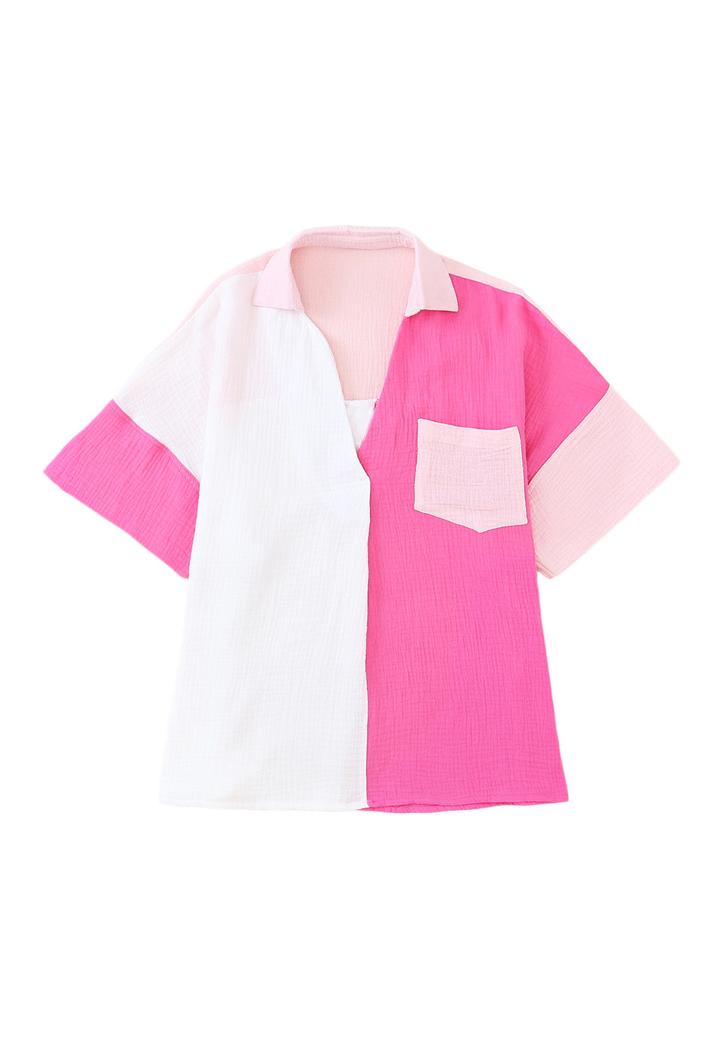 Rose Collared Neck Color Block Short Sleeve Polo Shirt