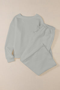 Apricot Textured Loose Slouchy Long Sleeve Top and Pants Set