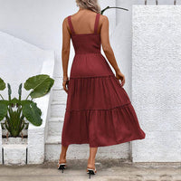 Solid Smocked Sleeveless Tiered Tank Dress