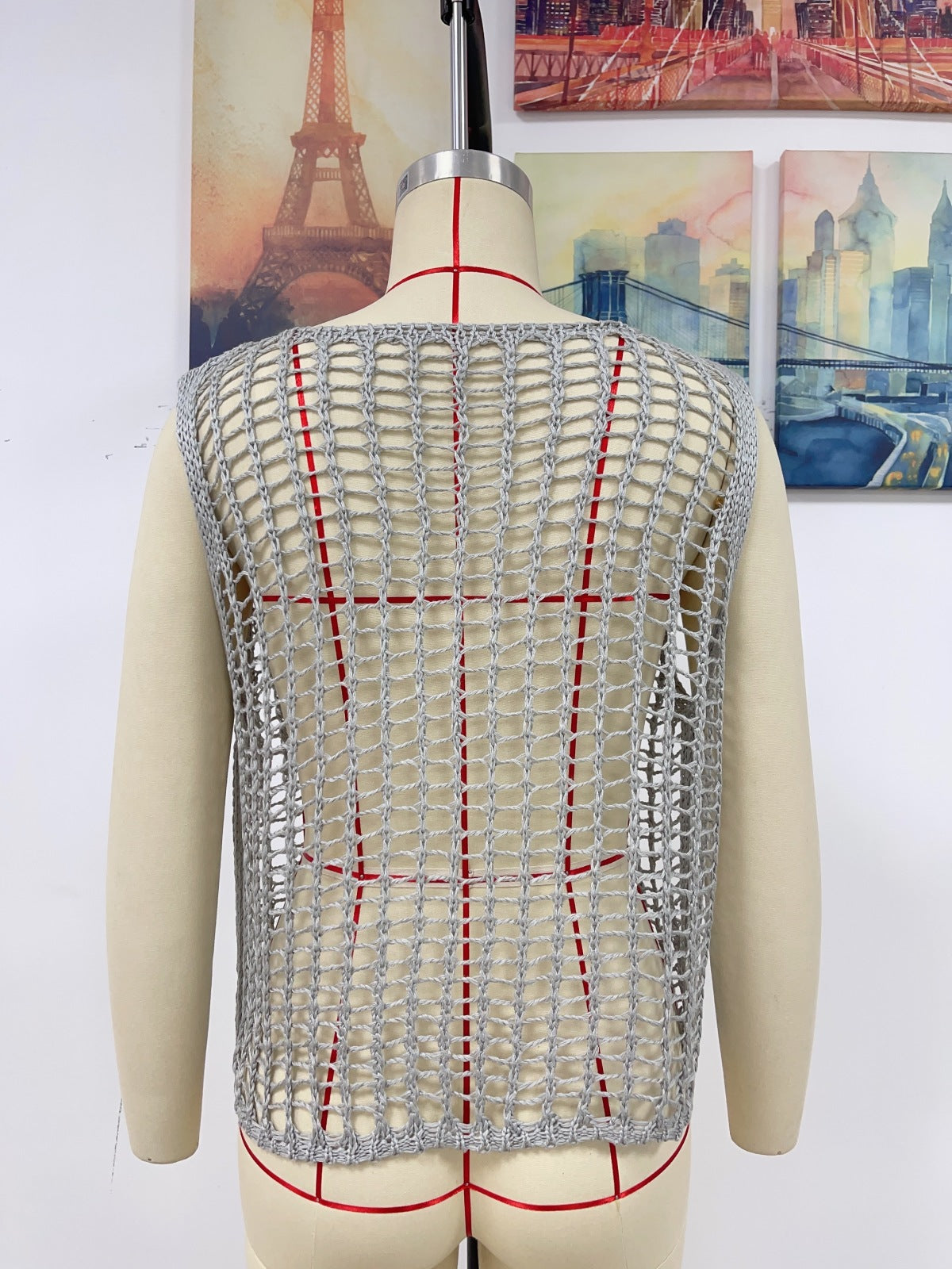 Round Neck Crochet Sleeveless Cover Up Top