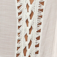 Solid Deep V Openwork Slit Beach Cover-Up