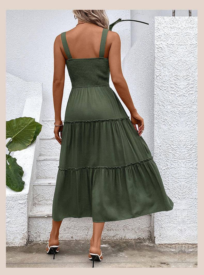 Solid Smocked Sleeveless Tiered Tank Dress