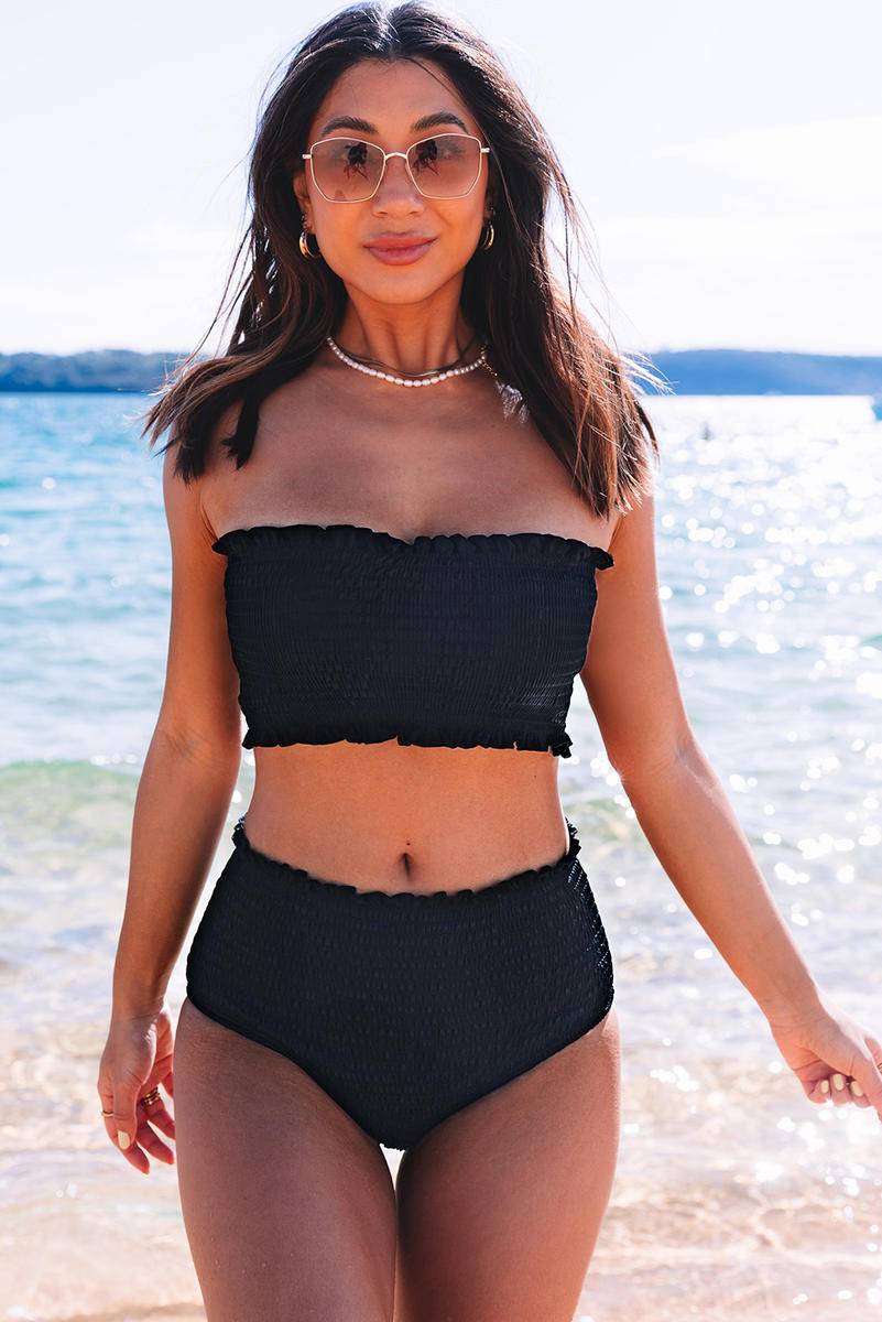 Smocked High Waisted Swimsuits