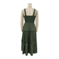 Solid Smocked Sleeveless Tiered Tank Dress