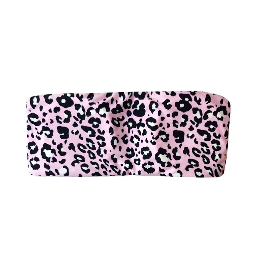 Pink Leopard Print Bikini top Bandeau Style Swim Top, Animal Print Bikini top from luxury swimwear brand Pinkcolada image