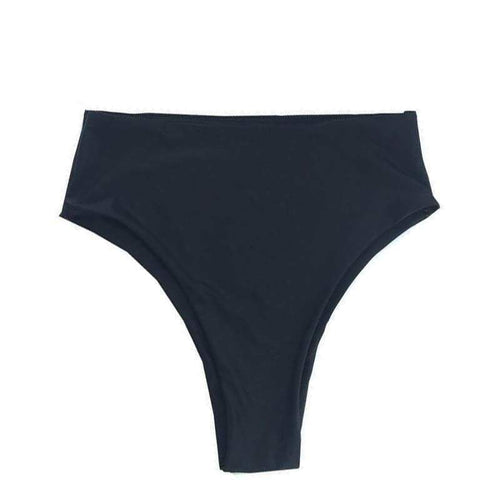 BAUDOUIN HIGH WAISTED BIKINI BOTTOM IN LIQUORICE BLACK - PINKCOLADA