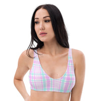 BELLA ECO PADDED BIKINI TOP | PINK PLAIDS - PINKCOLADA