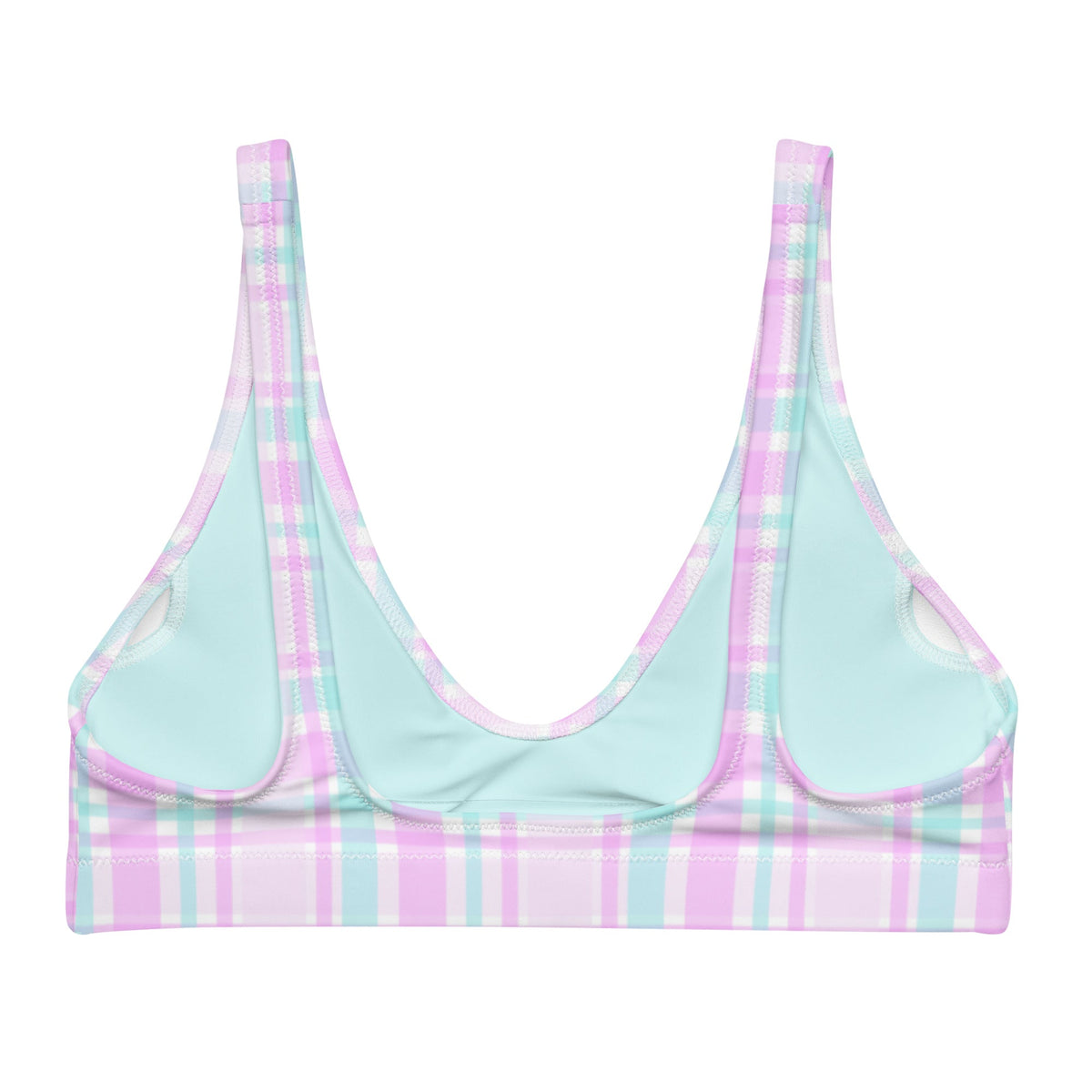 BELLA ECO PADDED BIKINI TOP | PINK PLAIDS - PINKCOLADA