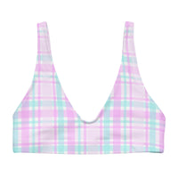 BELLA ECO PADDED BIKINI TOP | PINK PLAIDS - PINKCOLADA