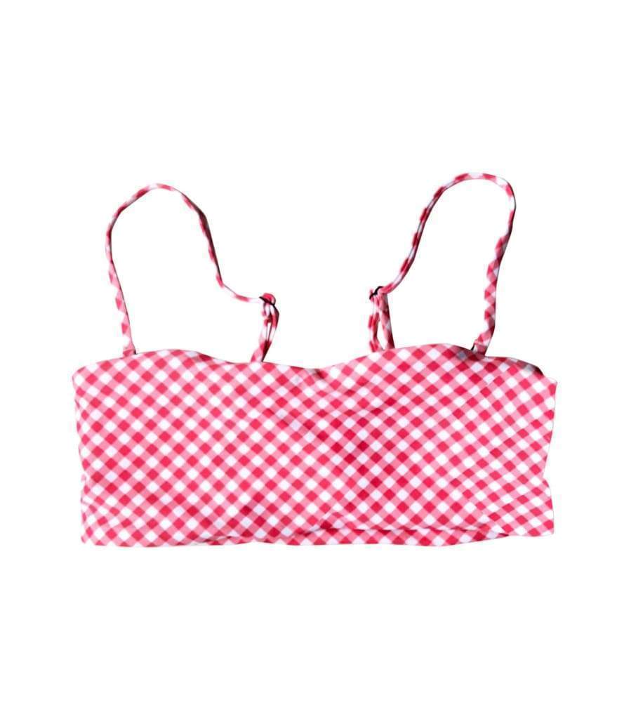 BERMUDA BIKINI TOP IN RED GINGHAM - PINKCOLADA