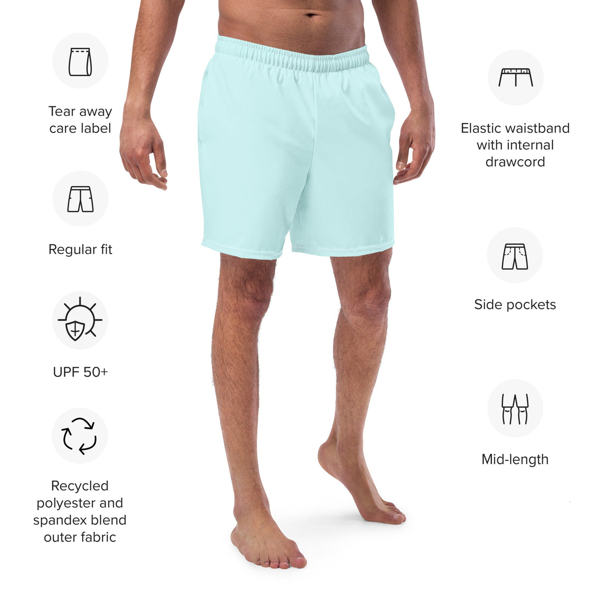 ECO MEN'S SWIM SHORTS | POWDER BLUE - PINKCOLADA