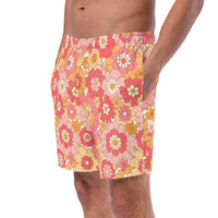 ECO MEN'S SWIM SHORTS | RETRO BLOOMS - PINKCOLADA