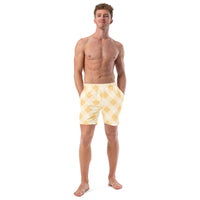 ECO MEN'S SWIM SHORTS | SUNRISE GINGHAM - PINKCOLADA