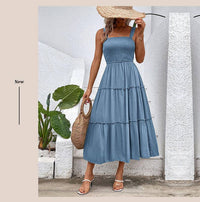 Solid Smocked Sleeveless Tiered Tank Dress