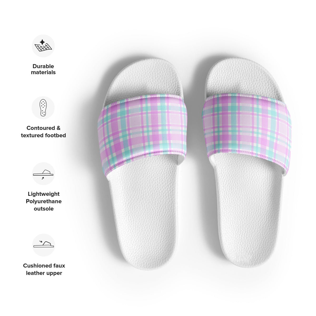 HAWAII WOMEN'S SLIDES - PINK PLAIDS - PINKCOLADA