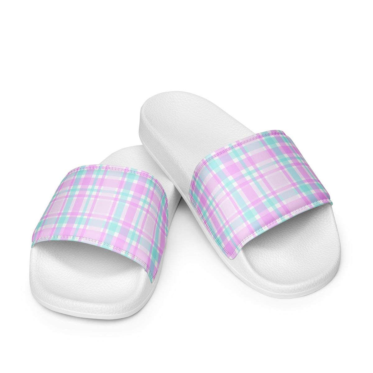 HAWAII WOMEN'S SLIDES - PINK PLAIDS - PINKCOLADA