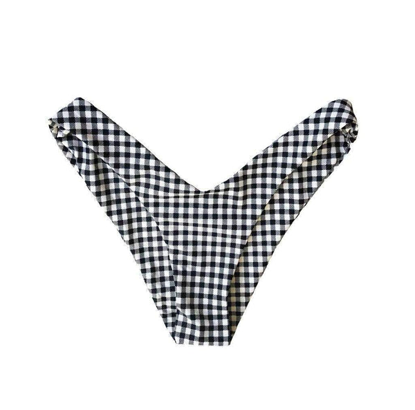 MALDIVES BIKINI BOTTOMS - BLACK GINGHAM - PINKCOLADA
