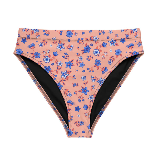 MIAMI ECO HIGH WAISTED BIKINI BOTTOM | APRICOT GARDEN - PINKCOLADA