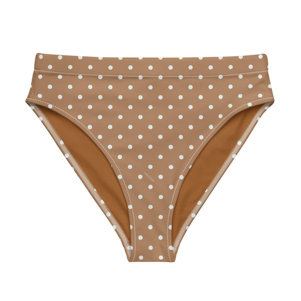 MIAMI ECO HIGH WAISTED BIKINI BOTTOM | BROWN POLKA DOTS - PINKCOLADA