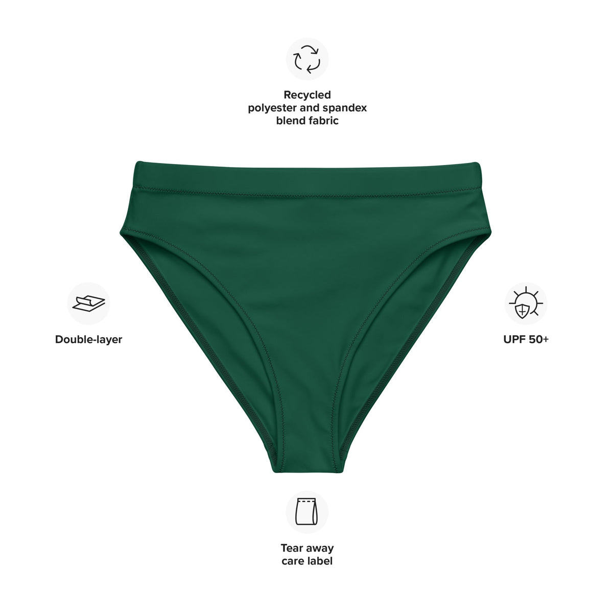 MIAMI ECO HIGH WAISTED BIKINI BOTTOM | EMERALD GREEN - PINKCOLADA