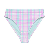 MIAMI ECO HIGH WAISTED BIKINI BOTTOM | PINK PLAIDS - PINKCOLADA