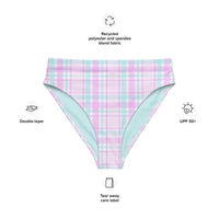 MIAMI ECO HIGH WAISTED BIKINI BOTTOM | PINK PLAIDS - PINKCOLADA