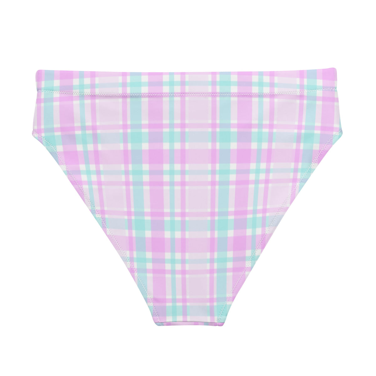 MIAMI ECO HIGH WAISTED BIKINI BOTTOM | PINK PLAIDS - PINKCOLADA