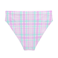 MIAMI ECO HIGH WAISTED BIKINI BOTTOM | PINK PLAIDS - PINKCOLADA