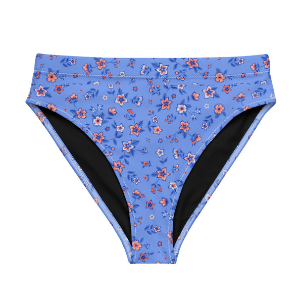 MIAMI ECO HIGH WAISTED BIKINI BOTTOM | SAPPHIRE FLORALS - PINKCOLADA