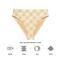 MIAMI ECO HIGH WAISTED BIKINI BOTTOM | SUNRISE GINGHAM - PINKCOLADA