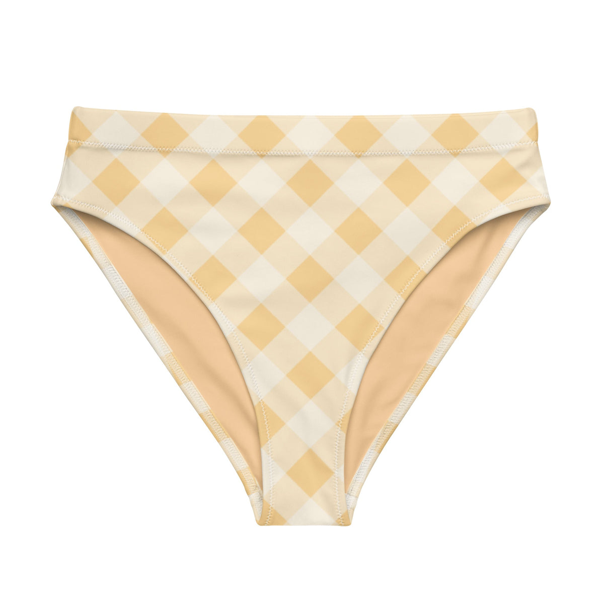 MIAMI ECO HIGH WAISTED BIKINI BOTTOM | SUNRISE GINGHAM - PINKCOLADA