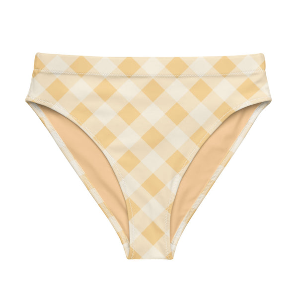 MIAMI ECO HIGH WAISTED BIKINI BOTTOM | SUNRISE GINGHAM - PINKCOLADA