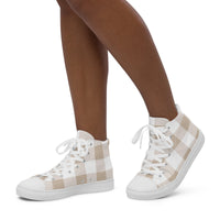 PINKCOLADA HIGH TOP CANVAS SHOES - BEIGE GINGHAM - PINKCOLADA