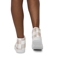 PINKCOLADA HIGH TOP CANVAS SHOES - BEIGE GINGHAM - PINKCOLADA