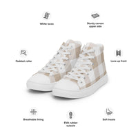 PINKCOLADA HIGH TOP CANVAS SHOES - BEIGE GINGHAM - PINKCOLADA