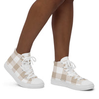 PINKCOLADA HIGH TOP CANVAS SHOES - BEIGE GINGHAM - PINKCOLADA