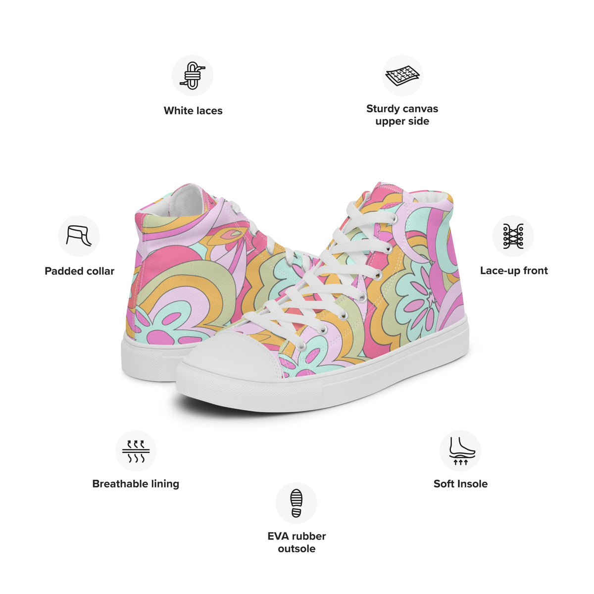 PINKCOLADA HIGH TOP CANVAS SHOES - PINK DELICA - PINKCOLADA