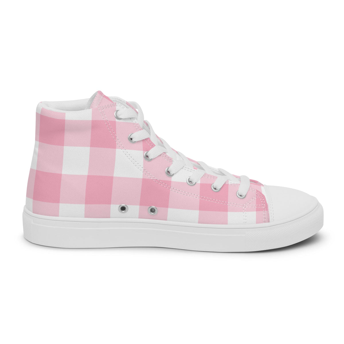 PINKCOLADA HIGH TOP CANVAS SHOES - PINK GINGHAM - PINKCOLADA