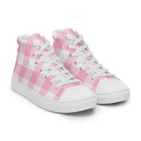 PINKCOLADA HIGH TOP CANVAS SHOES - PINK GINGHAM - PINKCOLADA