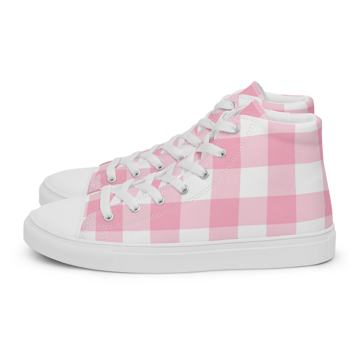 PINKCOLADA HIGH TOP CANVAS SHOES - PINK GINGHAM - PINKCOLADA