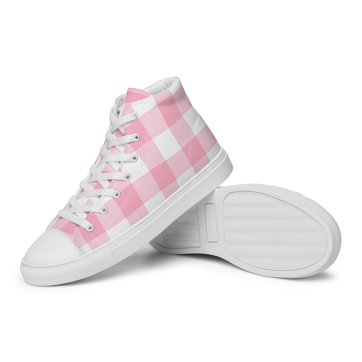 PINKCOLADA HIGH TOP CANVAS SHOES - PINK GINGHAM - PINKCOLADA