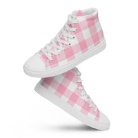 PINKCOLADA HIGH TOP CANVAS SHOES - PINK GINGHAM - PINKCOLADA