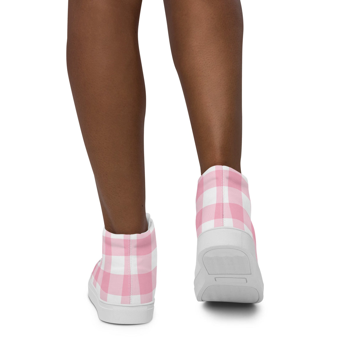 PINKCOLADA HIGH TOP CANVAS SHOES - PINK GINGHAM - PINKCOLADA