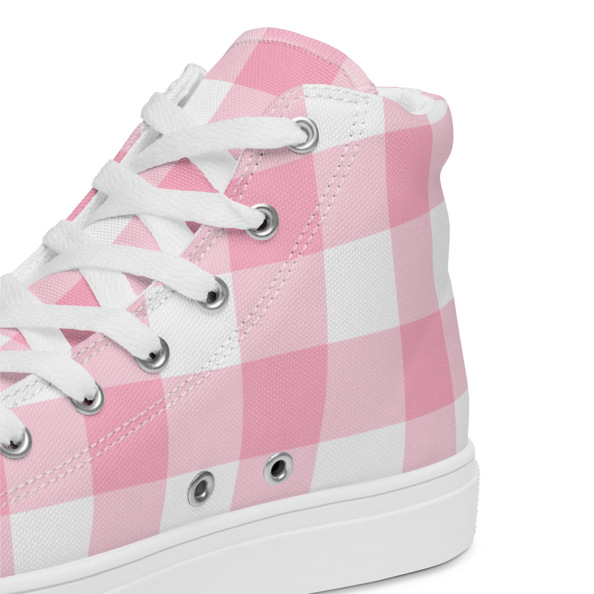 PINKCOLADA HIGH TOP CANVAS SHOES - PINK GINGHAM - PINKCOLADA